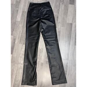 ZARA Faux Leather Pants Women XS 2 Black Straight Leg High Rise Minimal Chic Y2K